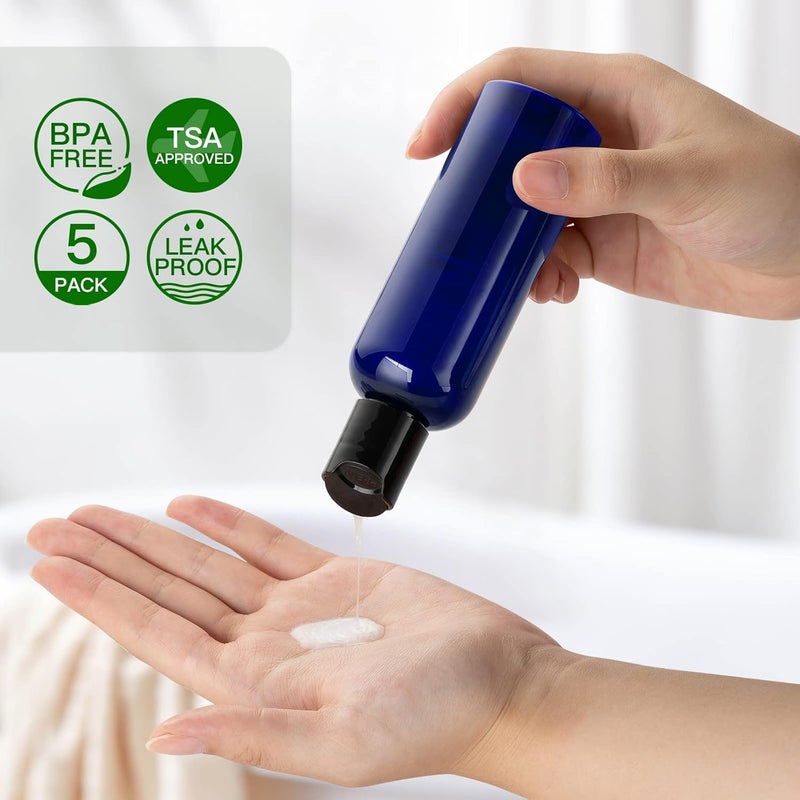 owlyee Travel Bottles for Toiletries 3.4 oz - Travel Size Containers for Shampoo Plastic - Small Empty Lotion Squeeze Bottle for Liquid TSA Approved - Leak Proof Mini Conditioner Refillable Blue 100ml - Image 2